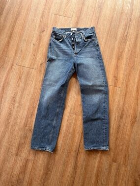 Agolde Women's Straight Leg Blue Button-Fly Jeans